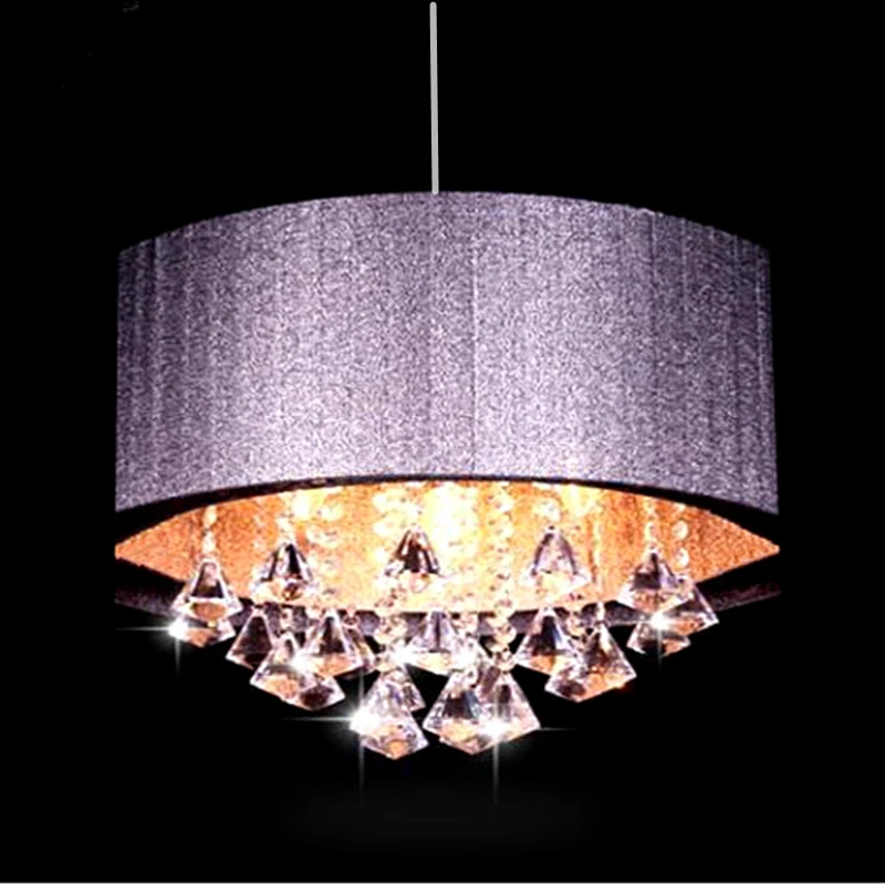 

Modern oval chandelier living room study room led lustre light Brushed fabric lampshade k9 crystal luminaria free deliver
