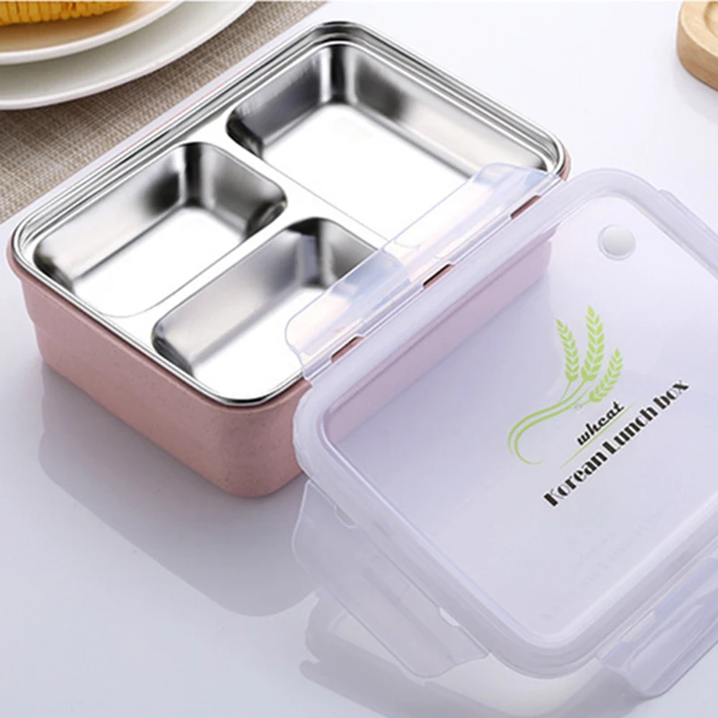 Портативный японский Ланч бокс Bento с 3 ячейками набор чайных ложек вилка стальные