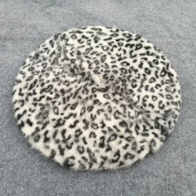 MAERSHEI Beanie берет Леопардовый Теплый зимний осенний берет Женская дикая Сексуальная шапка Gorros Bonnet для девочек красная кроличья шерсть шляпа художника Fe - Цвет: 7 COLOR