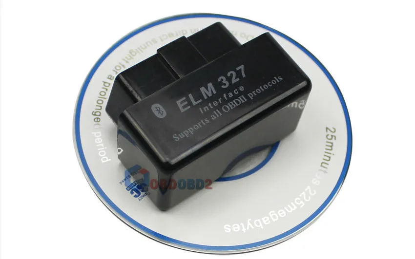 Мини ELM327 Bluetooth HW V1.5 25K80 ELM 327 OBD2 для Android Torque/PC Поддержка всех протоколов OBDII 12 языков - Цвет: Черный