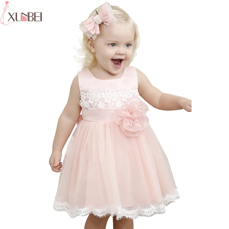 

Cute Lace Pink Cutton Flower Girl Dresses 2019 A-line Little Kids Communion Dresses Pageant Dresses robe enfant fille mariage