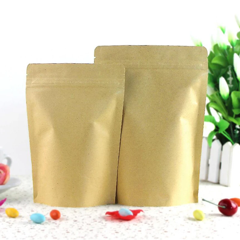 100 шт высокий барьер подставка из крафт-бумаги на молнии мешочек для кофе Молния