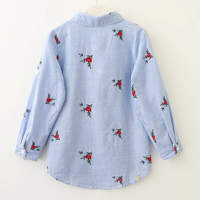 Рубашки для девочек Новинка 2017 года осенняя брендовая блузка маленьких Детские