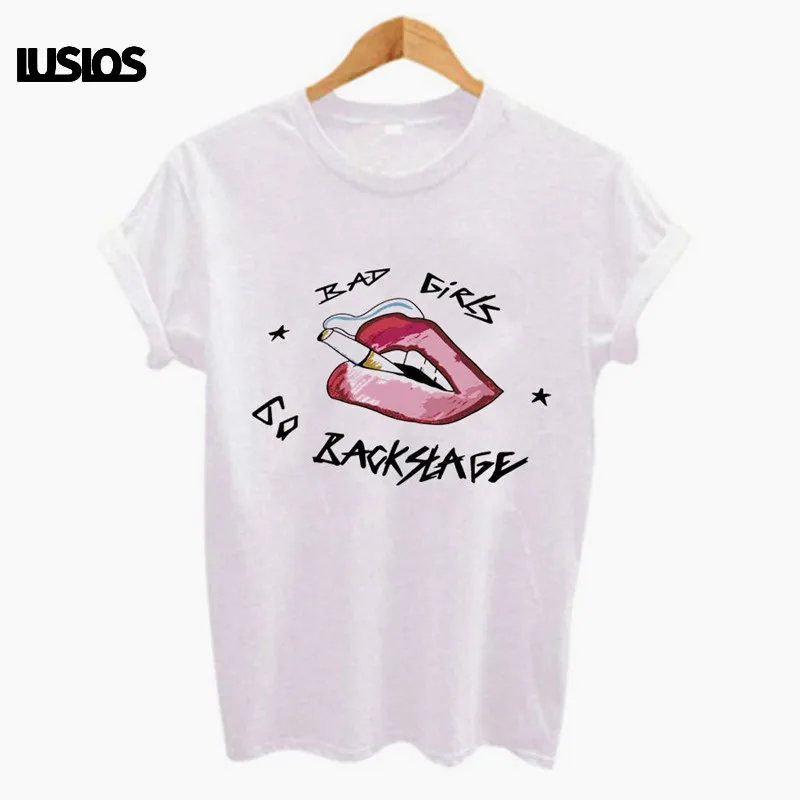 

Bad Girls Smoking Girl Print Female T Shirt Funny Summer Women Cartoon Tshirt White Casual Cartoon Shirt Women Vogue T-shirts