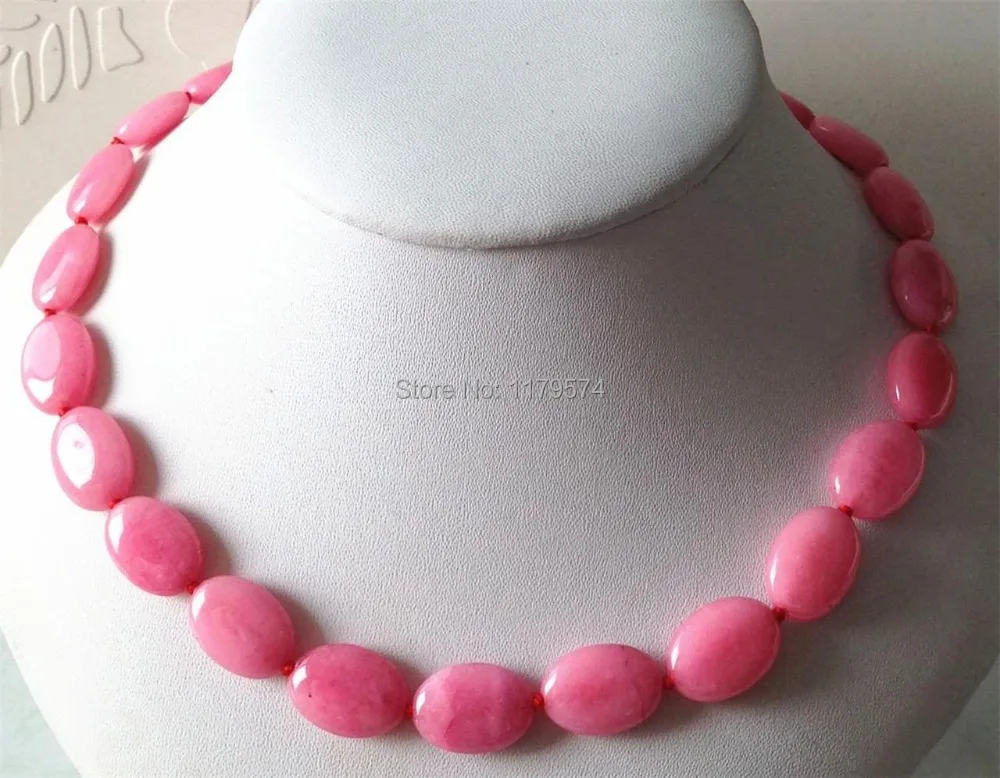 Очаровательное ожерелье 13x18 мм с розовым халцедоном ювелирные изделия