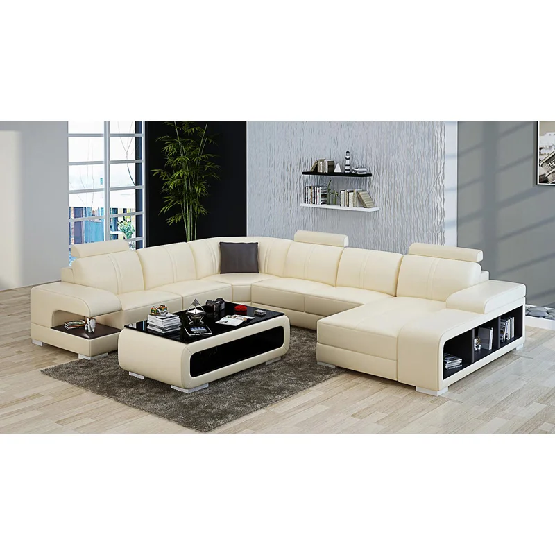 Черный кожаный диван 7 местный мебель для гостиной|Диваны гостиной| |