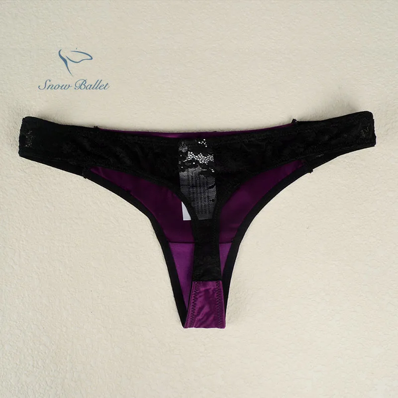 Бесплатная доставка сатиновое Фиолетовое Женское нижнее белье с стринги