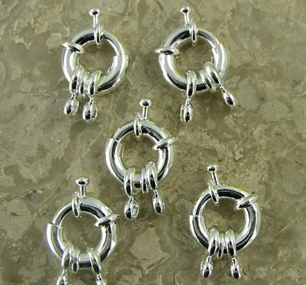 Серебряное кольцо с застежкой бусина из серебра 925 пробы 5 шт. 14 мм|silver findings|bead