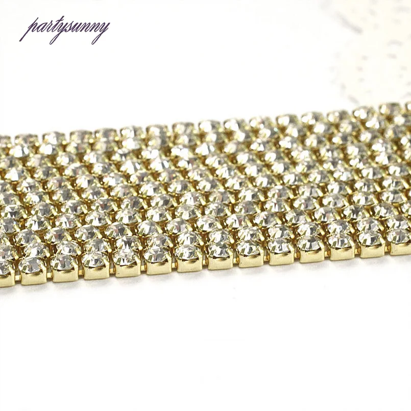 PF Rhinestones Appliques Claw Chain Adhesive Glases Flatback Beads Rhinestone Trim Accessories for Clothes Phone Case Hats TZ030 | Дом и сад