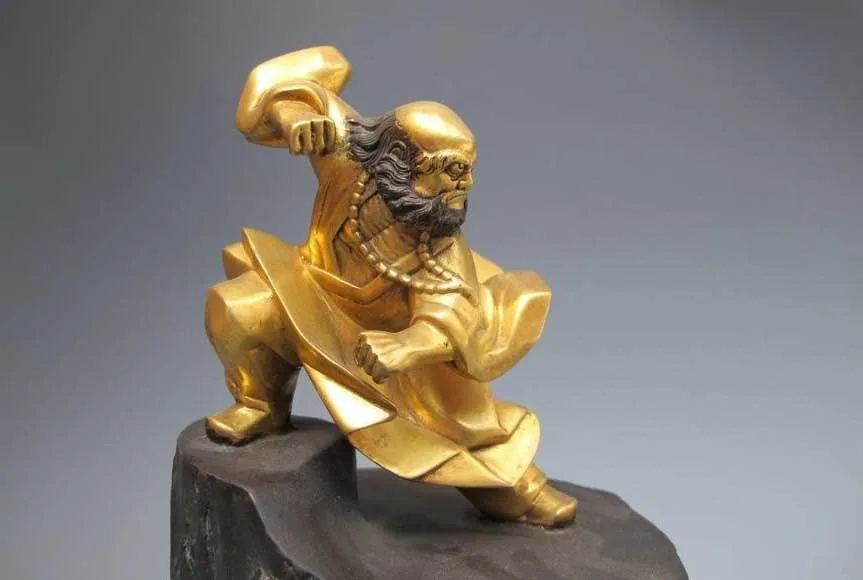 Китай 100% Pure Bronze 24 К золото Шаолинь Дхарма предок статуя Будды бесплатная доставка