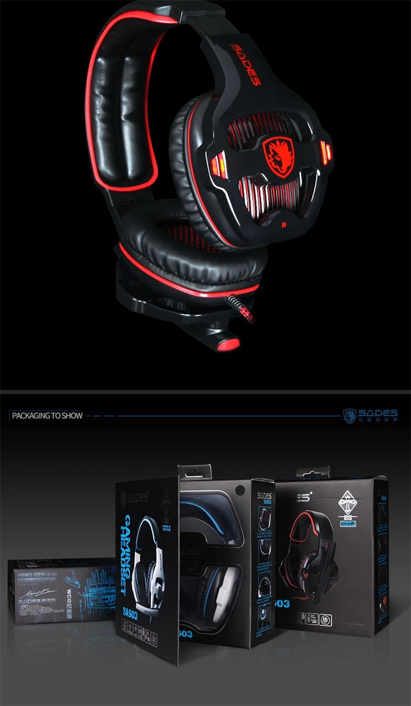 Оригинальные Sades SA-903, профессиональные игровые наушники, USB, 7,1 канальный, шумоизоляция, гарнитура с микрофоном, пульт дистанционного управления