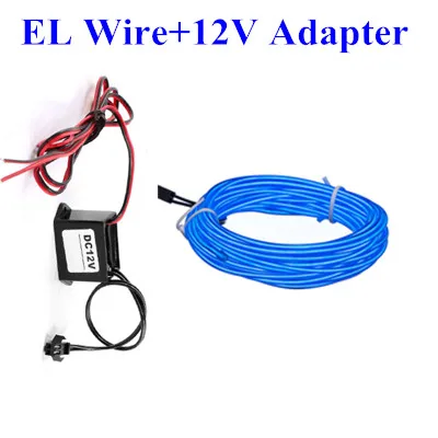 EL Wire 12v Adapter Гибкий неоновый светильник 1 м/3 м/5 м 3 в светящийся EL провод веревка лента кабельная полоса светодиодный неоновый свет Обувь Одежда автомобиль водонепроницаемый светодиодный - Испускаемый цвет: EL Wire 12v Adapter