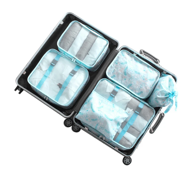Sky blue A style Ruputin 6 шт./компл. Чемодан дорожная сумка-Органайзер сумка Водонепроницаемый большой Ёмкость Упаковка Кубики Для женщин вещевой мешок организовать Чемодан сумки - Цвет: Sky blue A style