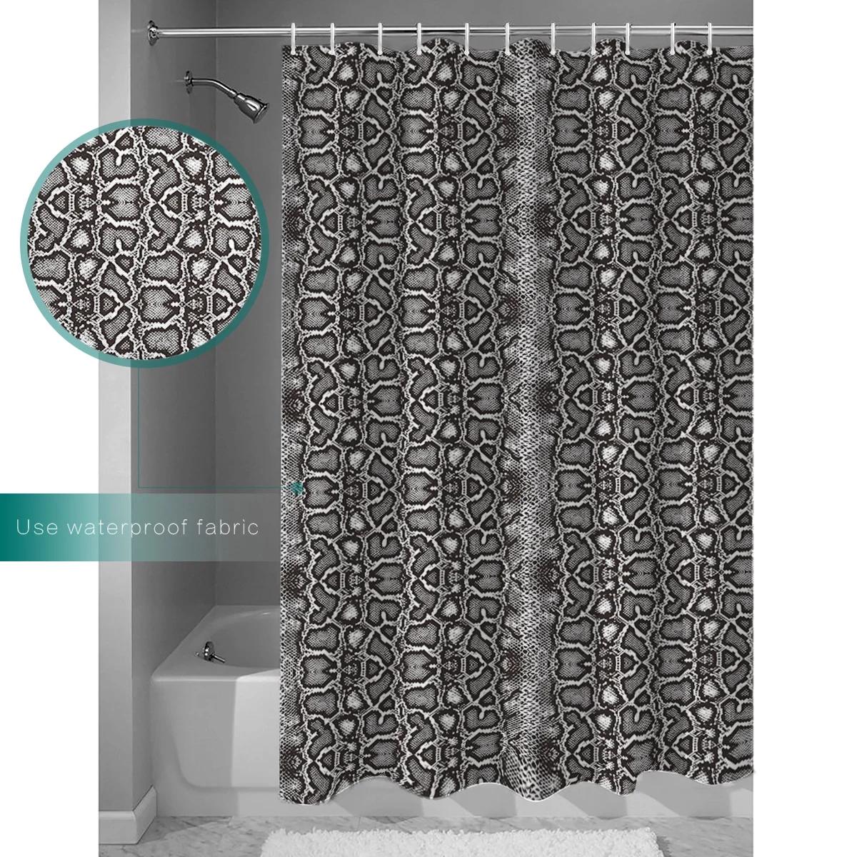 Классическая занавеска для душа в ванную комнату с принтом темных животных