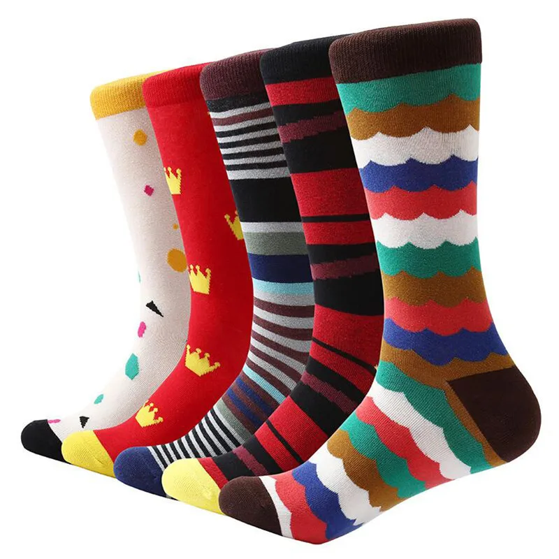 MYORED 5 pair/lot men socks cotton casual dress mens funny socks novelty socks man casual dress gift socks street wear