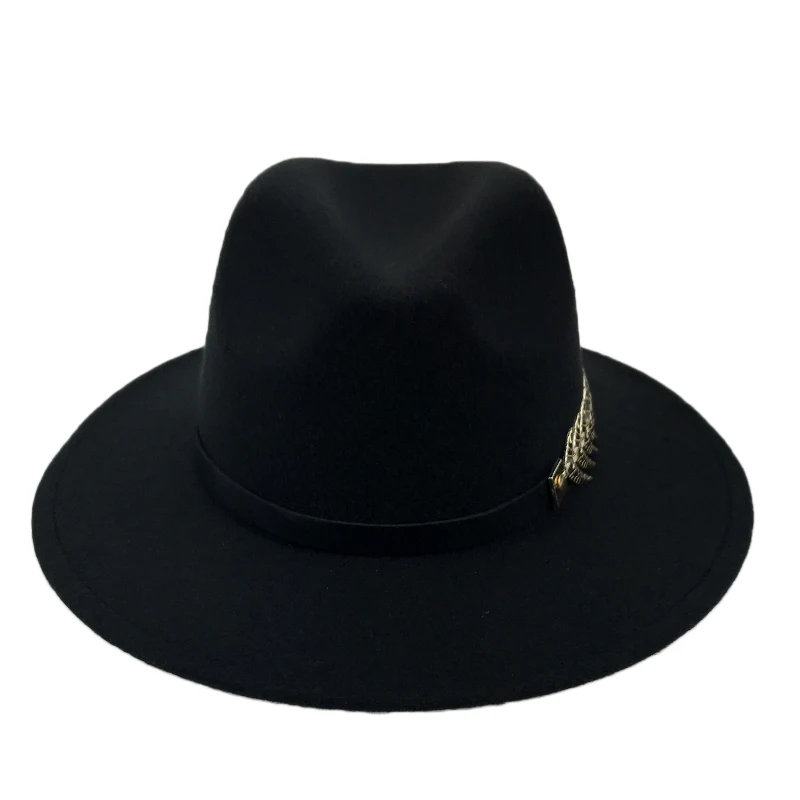 Зимняя Фетровая Шляпа Fedora с металлическим ремнем Женская фетровая шляпа