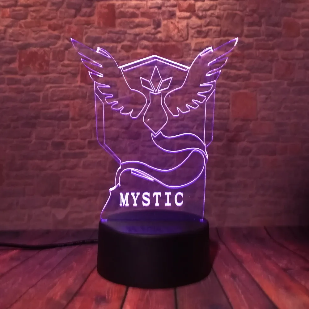 Хит продаж коллекция Pokemon Go команда Валора мистическая Instinct 3D LED Illusion ночник 7
