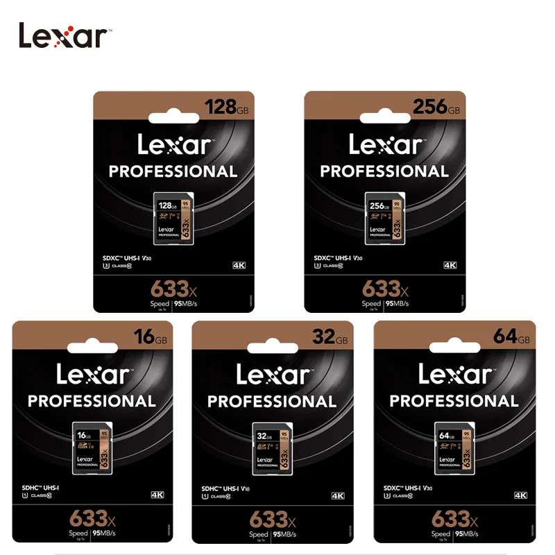 Профессиональная карта памяти Lexar 633X SDHC 16 ГБ 32 SD SDXC 64 Гб 128 256 512 4K флэш стандарта 10