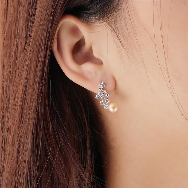 CLUCI Модные женские вечерние серьги гвоздики из стерлингового серебра 925 пробы с