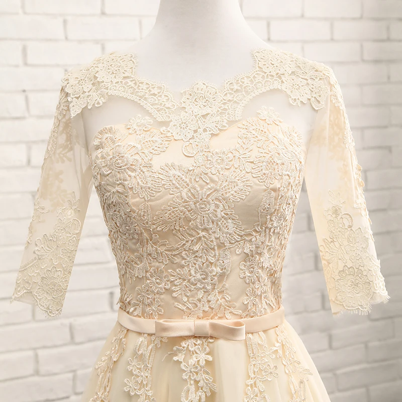 Женское кружевное платье в пол элегантное винтажное цвета шампанского для