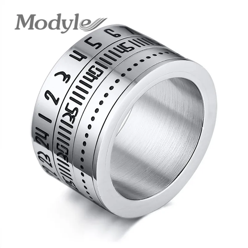 Мужское кольцо из нержавеющей стали Mostyle 14 мм черный браслет с цифрами мужское