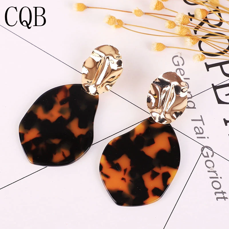 Женские акриловые серьги с круглой подвеской большие длинные висячие в богемном