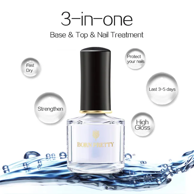 Born pretty, голографическая лак для ногтей с павлином, 6 мл, лак Nagellak, блестящие украшения для ногтей, лак для ногтей, черная основа, необходимая для самостоятельного маникюра - Цвет: 3-in-1 Top Oil