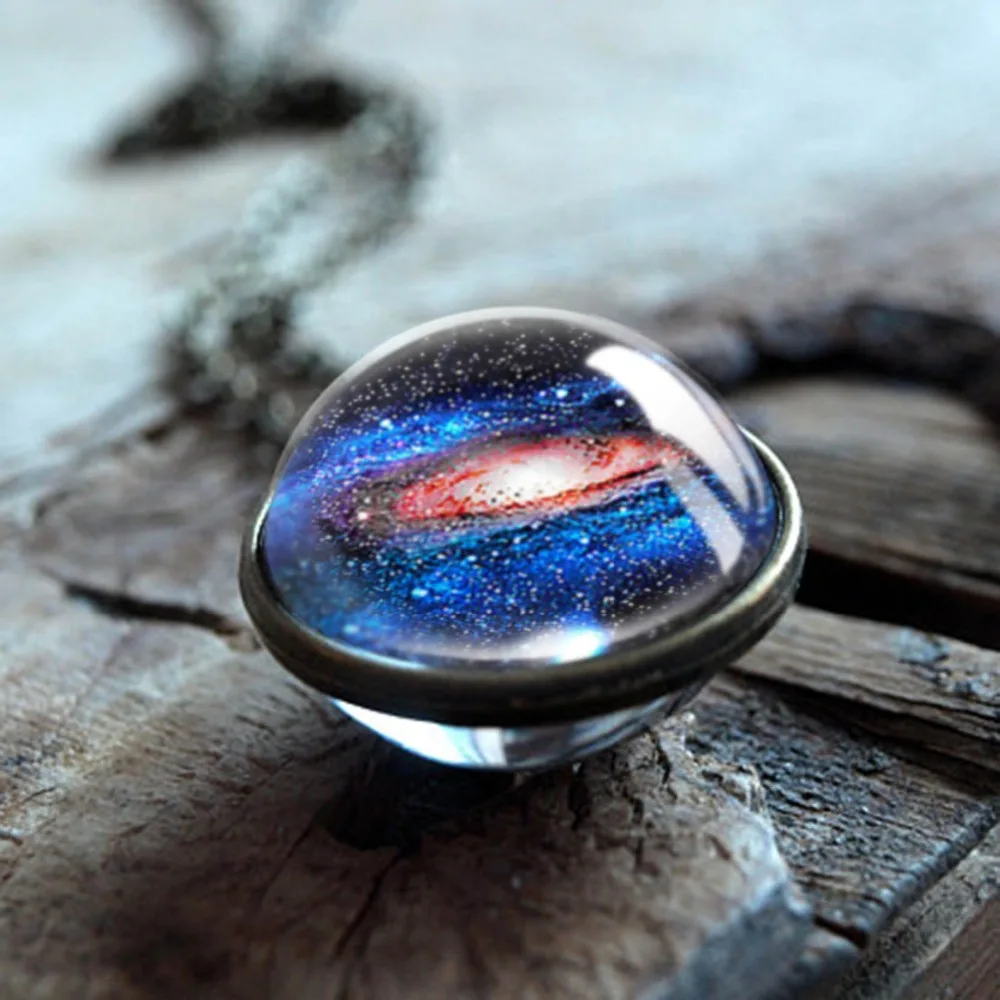 DIY Moon Planet Time драгоценный камень ожерелье Вселенная стеклянный шар кулон для