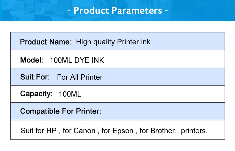 Toney King 100 мл принтер inkt для СНПЧ заправка чернил комплект Замена для hp для Epson для canon pixma deskjet чернильная бутылка
