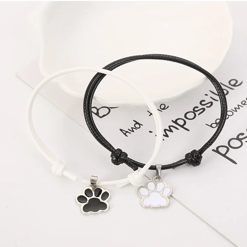 Новый простой браслет для влюбленных пар милый тканый с принтом ног Студенческая