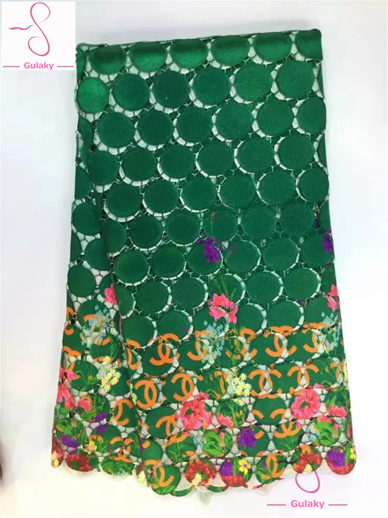 2018 Африканский кружевной ткани для Aso Ebi оранжевый крем желтый французского