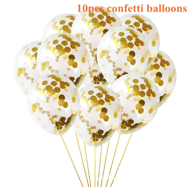 10pcs Gold 10 шт. 12 дюймов прозрачный воздушный шар "Конфетти" розовое золото латексные конфетти шар с днем рождения воздушный шар Свадебные украшения вечерние принадлежности - Цвет: 10pcs Gold