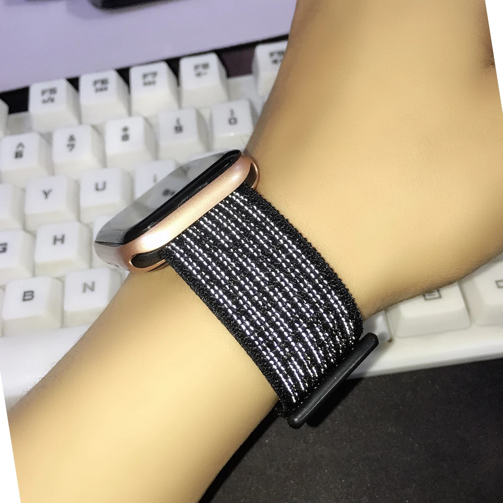 Lerxiue Спортивная петля ремешок для apple watch Band 4 iwatch band 42 мм 40 38 нейлоновые плетеные