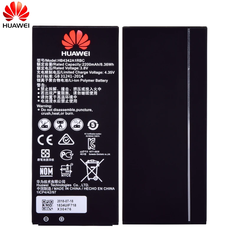 Оригинальный HB4342A1RBC HB4742A0RBC HB366481ECW Батарея для Huawei Honor 8/8 lite 5C 3C 4A y5II Y5 II 2 Ascend P9 5 + Y6 G630