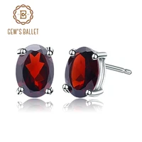 gems ballet 57mm 2 00ct oval natural red garnet gemstone stud earrings genuine 925 sterling silver fashion jewelry for women