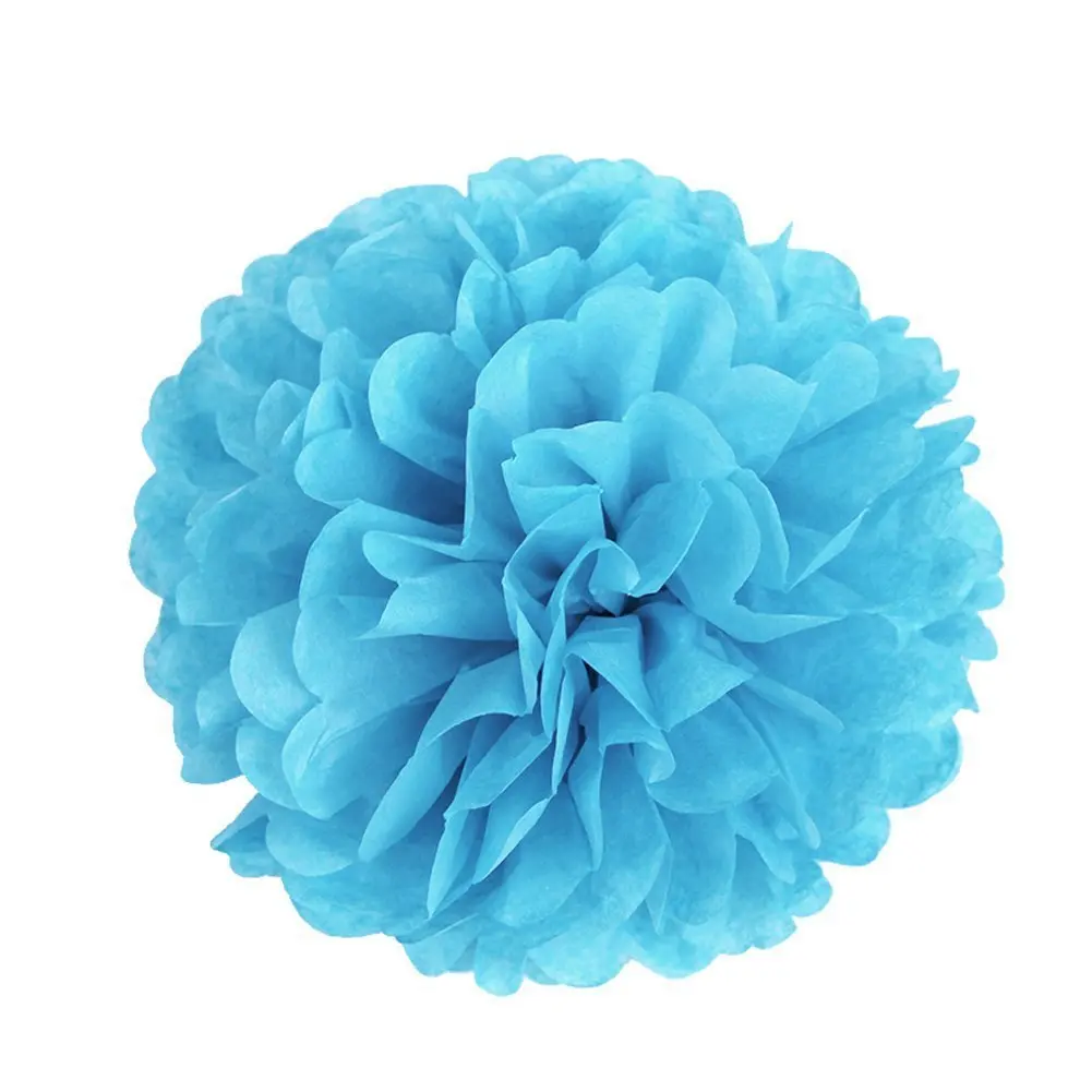 sky blue 5 шт./компл. 19 цветов, 15 см/20 см/25 см смешанных размеров ткани Бумага Pom Poms, цветок, висит украшение День рождения Свадебные украшения - Цвет: sky blue