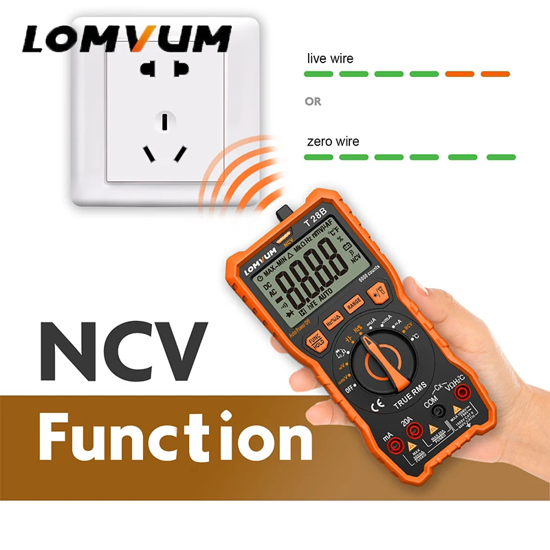 LOMVUM Цифровой мультиметр портативный измеритель напряжения подсветка AC/DC