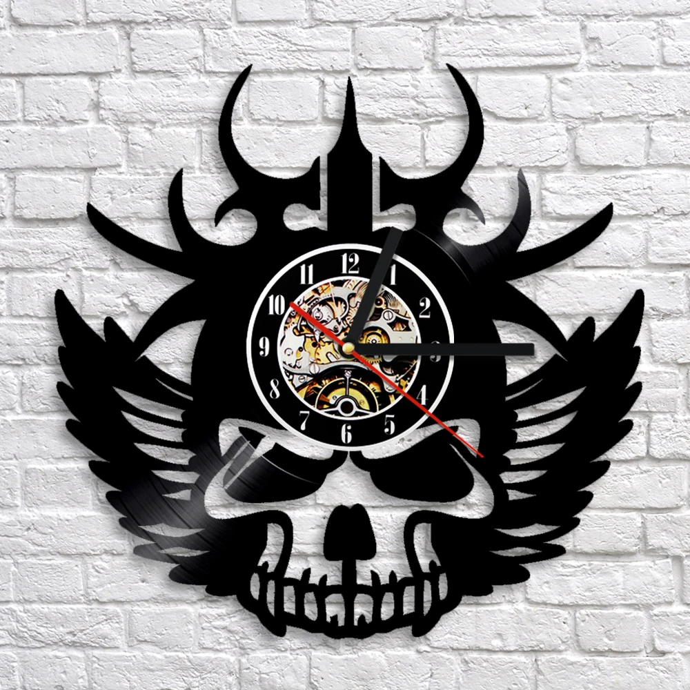 1 шт. настенные часы с викингом и черепом эксклюзивные выполненные из виниловой