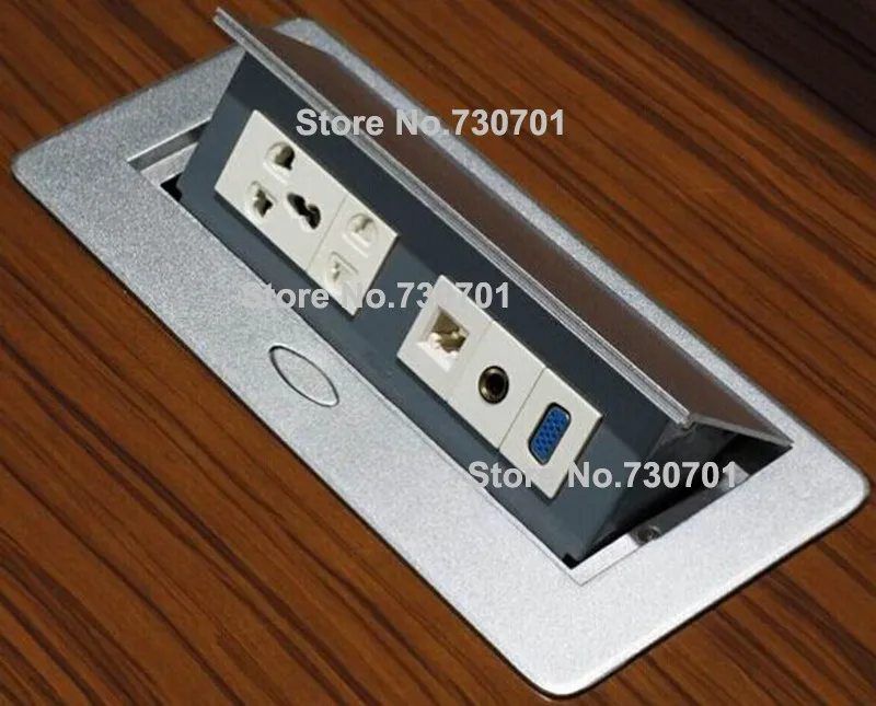 EU мебель настольная розетка 2 мощность 1 тел CAT5 VGA USB конфигурация круглая тонкая