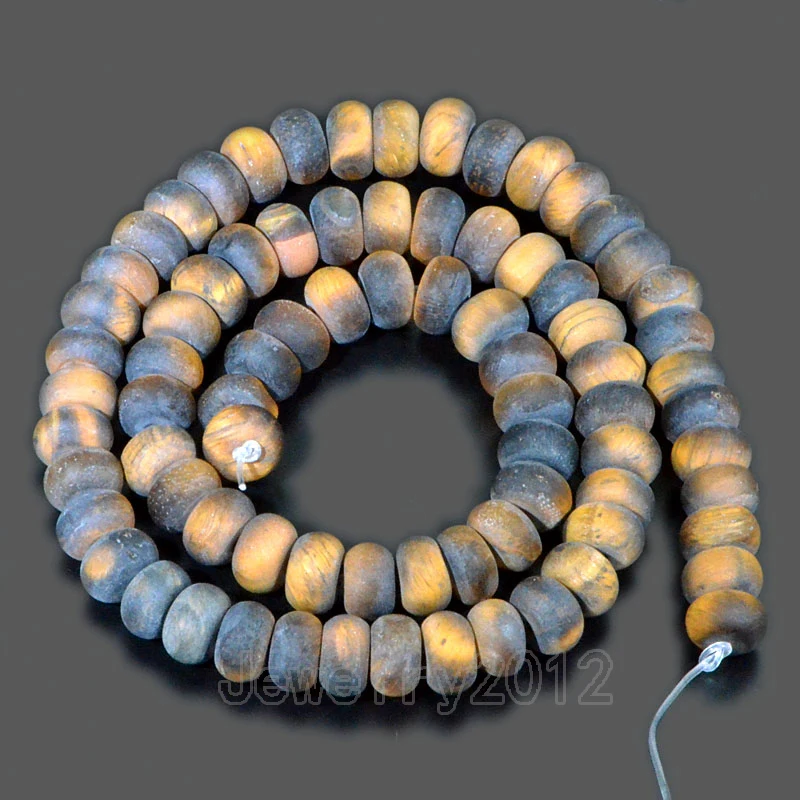 3Strands/Lot 4x6mm &amp 5x8mm Yellow Tiger Eye Smooth Matte Faceted Natural Gem stones Rondelle Loose Charm Beads 15.5&quot Lot | Украшения