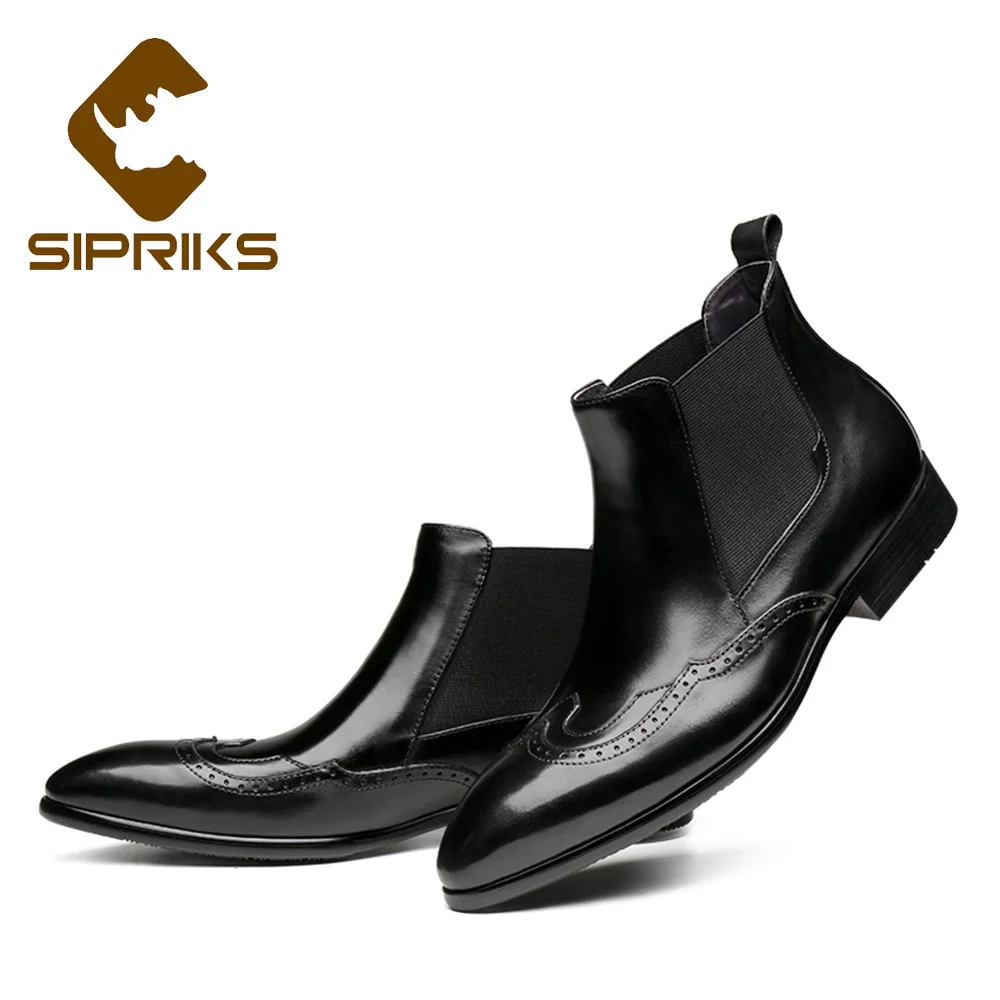 Мужские ботинки челси Sipriks с острым носком классические короткие в стиле ретро