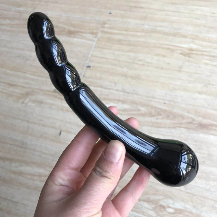 Free Shipping Unique Spirital Shape Natural Black Obsidian Stone Crystal Healing Massage Wand For Women FMX