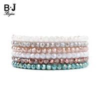 bojiu 6 pcsset multilayer women crystal bracelets white green ab gray crystal beads braclets femme party jewelry gifts bcset238