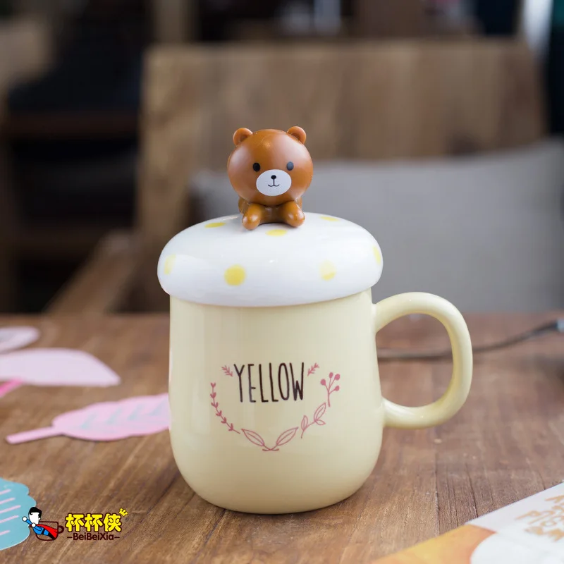 Оригинальная Милая 3d кружка с медведем и кроликом из мультфильма керамическая