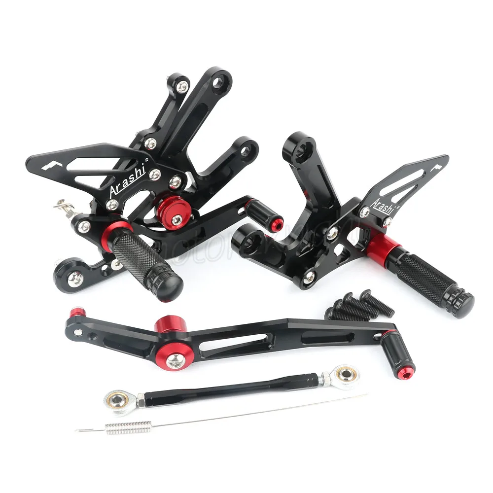 black Arashi CNC регулируемые Rider задние наборы Rearset Подножка для ног колышки для Yamaha YZF R6 - Цвет: black