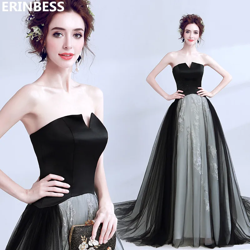 Vestido de festa 2019 черные вечерние платья длинное платье трапециевидной формы без