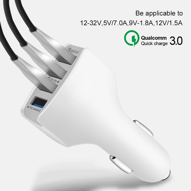 QC3.0 быстрое зарядное устройство 4 USB Автомобильное Быстрая зарядка источник