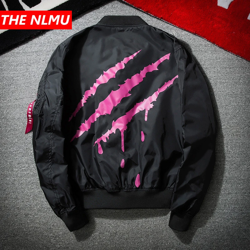 Куртка бомбер для мужчин куртки и пальто с вышивкой принтом царапин Мужская