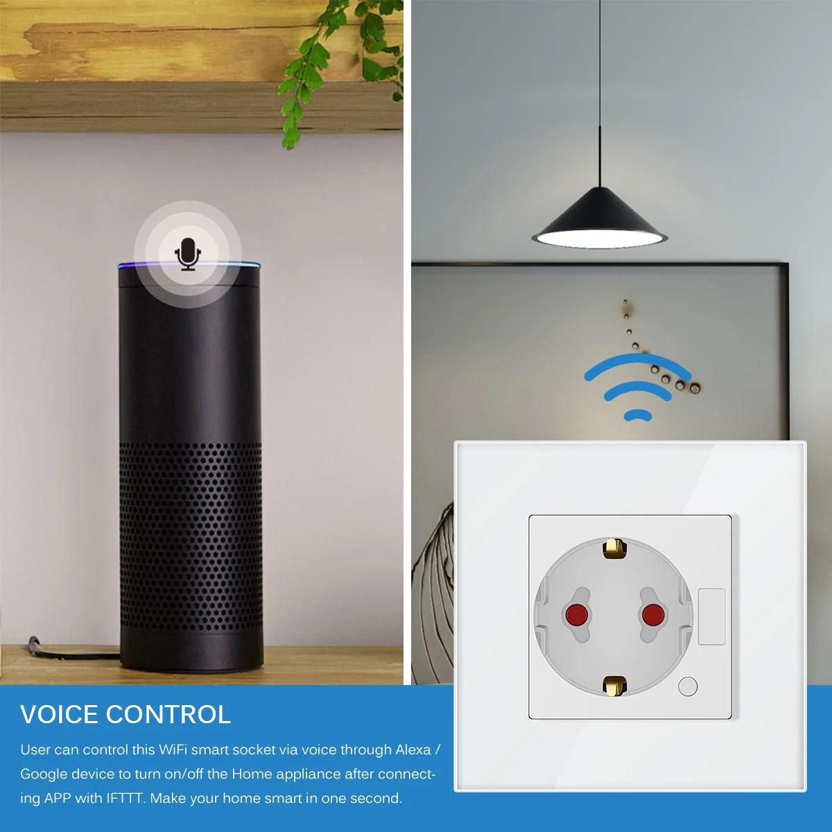 Умная розетка Встроенный Wi-Fi разъем совместим с Amazon Alexa Google Home APP EU Plug wifi умная розетка панель