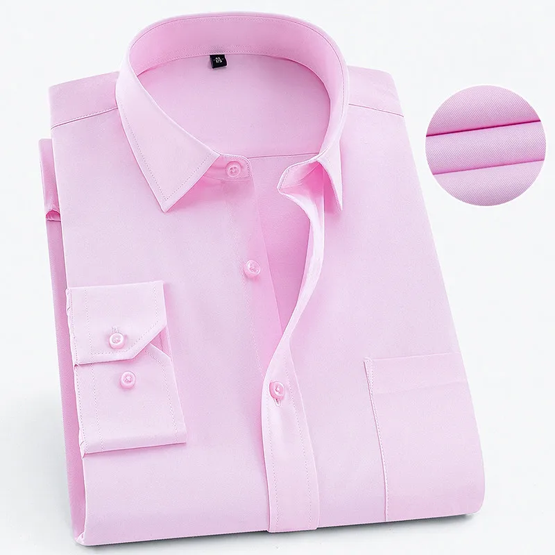 Мужская Однотонная рубашка с длинным рукавом и отложным